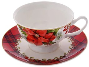 Φλυτζάνι Τσαγιού Πορσελάνης Poinsettia iliadis 220ml New Bone China 79876