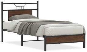 vidaXL Πλαίσιο Κρεβατιού Χωρ. Στρώμα Καφέ Δρυς 75x190εκ Επεξ. Ξύλο