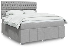 Κρεβάτι Boxspring με Στρώμα Ανοιχτό Γκρι 180x200 εκ. Υφασμάτινο