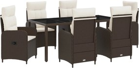 vidaXL Σετ Εξωτερικής Τραπέζης 7 pcs Καφέ και Κρέμα Λευκό