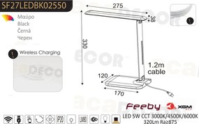 Πορτατίφ Αφής Με Dimmer & USB LED Aca Futur2 SF27LEDBK Black