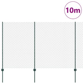 vidaXL Περίφραξη τύπου αλυσίδας  με 10 U Posts Πράσινη 1.5x10 μ Χάλυβας