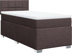 vidaXL Κρεβάτι Boxspring με Στρώμα Σκούρο Καφέ 90x190 εκ. Υφασμάτινο