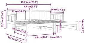 Καναπές Κρεβάτι Συρόμενος Μαύρος 2x(90x190) εκ. από Μασίφ Πεύκο - Μαύρο