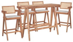 Τραπεζαρία μπαρ Winslow I pakoworld σετ 5τεμ ξύλο rubberwood ανοιχτό καρυδί 120x45x100εκ