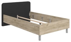 Κρεβάτι Barletta 120 Grey oak - Γκρί Ύφασμα 120x200 εκ. 131x213.5x85.5 εκ.