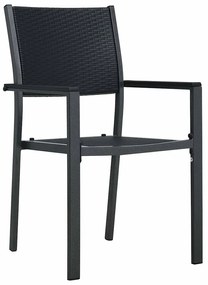 vidaXL Σέτ φαγητού για κήπο 7 pcs Μαύρο Πολυ ράταν