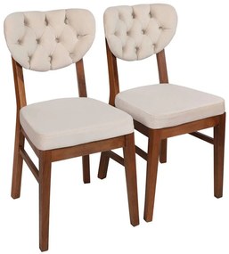 Καρέκλα Elma (Σετ 2Τμχ) 974NMB1197 41,5x43,5x86cm Beige-Walnut Velvet, Wood