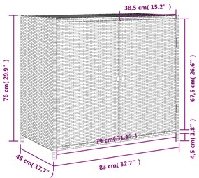 Ντουλάπι Αποθήκευσης Κήπου Γκρι 83x45x76 εκ. από Συνθ. Ρατάν - Γκρι