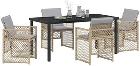 vidaXL Σέτ φαγητού για κήπο 5 pcs Μπεζ συνθετικό ρατάν