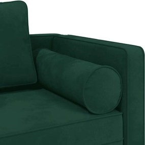 vidaXL Ανάκλιντρο Σκούρο Πράσινο Βελούδινο με Μαξιλάρια
