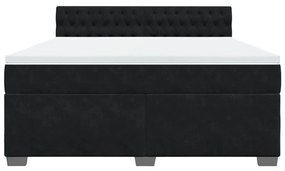 vidaXL Κρεβάτι Boxspring με Στρώμα Μαύρο 180x200 εκ. Βελούδινο