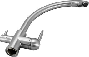 BRUNO μπαταρία πάγκου κουζίνας BRN-0238, τρίοδη, αναμεικτική, ασημί