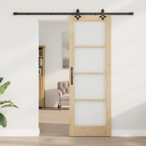 vidaXL Συρόμενη Πόρτα  με Σέτα Υλικών 73.5x211 εκ Μασίφ Ξύλου Πεύκου