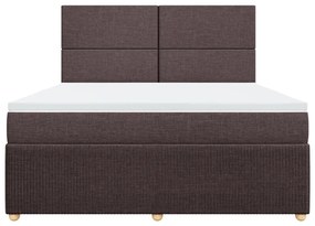 Κρεβάτι Boxspring με Στρώμα Σκούρο Καφέ 180x200 εκ Υφασμάτινο - Καφέ