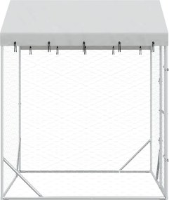 vidaXL Κλουβί Σκύλου Εξ. Χώρου με Οροφή Ασημί 2x2x2,5 μ. Γαλβ. Ατσάλι