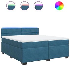 vidaXL Κρεβάτι Boxspring με Στρώμα Μπλε 200x200 εκ. Βελούδινο