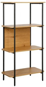 Βιβλιοθήκη - Ραφιέρα Μεταλλική FL2504 Fylliana Black-Oak χρώμα 60x36x122εκ 60x36x122 εκ.