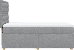 vidaXL Κρεβάτι Boxspring με Στρώμα Ανοιχτό Γκρι 80x200 εκ. Υφασμάτινο
