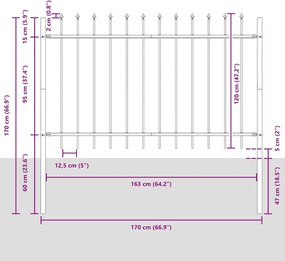vidaXL Φράχτης Κήπου 2 pcs Λευκό 3,4 x 1,2 μ Ατσάλι με Πούδρα
