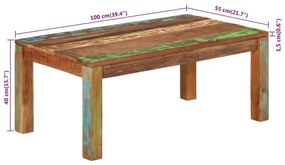 Τραπεζάκι Σαλονιού 110x55x40 εκ. Μασίφ Ανακυκλωμένο Ξύλο - Πολύχρωμο