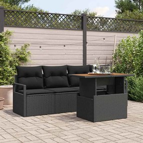 vidaXL Σετ Καναπέ Κήπου με μαξιλάρι 5 pcs Μαύρο 100 x 55 x 73 εκ