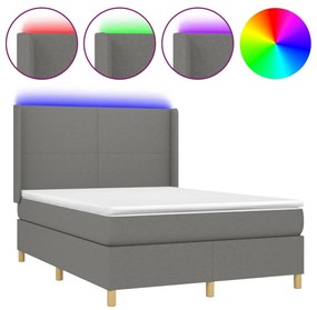 ΚΡΕΒΑΤΙ BOXSPRING ΜΕ ΣΤΡΩΜΑ &amp; LED ΣΚ.ΓΚΡΙ 140X190ΕΚ. ΥΦΑΣΜΑΤΙΝΟ 3138710