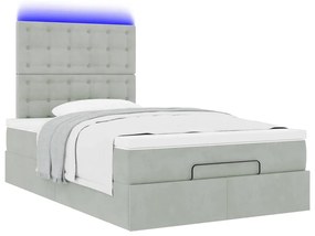 Οθωμανικό κρεβάτι με στρώματα &amp; LEDs Ανοιχτό γκρι Βελούδο 3314456