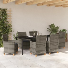 vidaXL 7 Τεμαχίων Σετ Τραπεζαρίας Κήπου με Μαξιλάρια Γκρι Πολυράταν