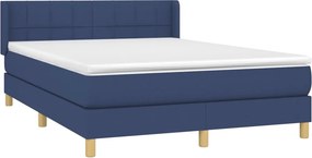 vidaXL Κρεβάτι Boxspring με Στρώμα Μπλε 140x200 εκ. Υφασμάτινο