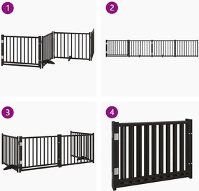 vidaXL Διαχωριστικό Σκύλων/Πόρτα Πτυσσόμενο 4 Πάνελ 320εκ. Μασίφ Ελάτη