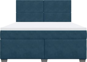vidaXL Κρεβάτι Boxspring με Στρώμα Μπλε 180x200 εκ. Βελούδινο