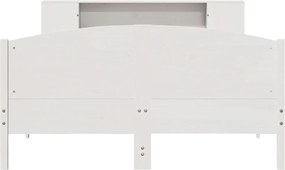 vidaXL Κρεβάτι Βιβλιοθήκη Χωρίς Στρώμα Λευκό 135x190 εκ Μασίφ Πεύκο