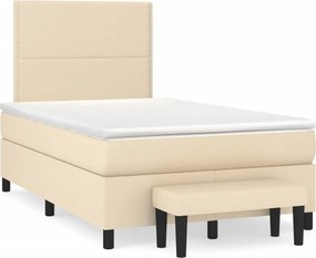 vidaXL Κρεβάτι Boxspring με Στρώμα Κρεμ 120x190 εκ. Υφασμάτινο