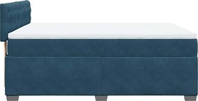 vidaXL Κρεβάτι Boxspring με Στρώμα Μπλε 140x200 εκ. Βελούδινο