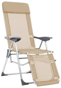 Καρέκλες Κάμπινγκ Πτυσσόμενες με Υποπόδια 2 τεμ. Κρεμ Textilene - Κρεμ