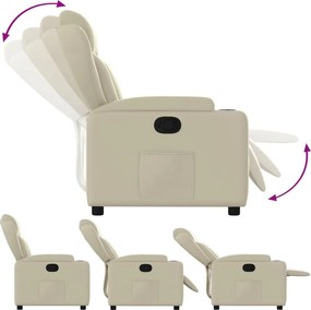 vidaXL Πολυθρόνα Ανακλινόμενη Κρεμ από Συνθετικό Δέρμα