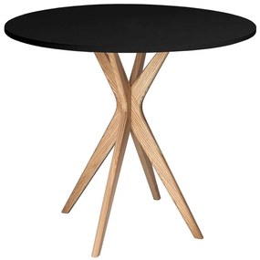 Τραπέζι Jubi JUBITLROBLACK Φ90x73cm Natural-Black Mdf, Wood