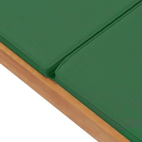 Ξαπλώστρα Πράσινη από Μασίφ Ξύλο Teak με Μαξιλάρι - Πράσινο