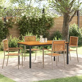 vidaXL Σέτ φαγητού για κήπο 4 pcs Μπεζ 150 x 90 x 75 cm