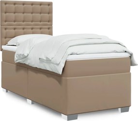 vidaXL Κρεβάτι Boxspring με Στρώμα Καπουτσίνο 80x200 εκ. Συνθ. Δέρμα