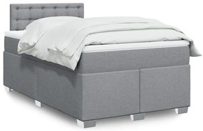 vidaXL Κρεβάτι Boxspring με Στρώμα Ανοιχτό Γκρι 120x200 εκ. Υφασμάτινο
