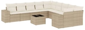 vidaXL Σαλόνι Κήπου Σετ 11 τεμ. Μπεζ Συνθετικό Ρατάν με Μαξιλάρια