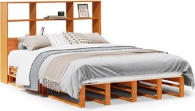 vidaXL Κρεβάτι Βιβλιοθήκη Χωρίς Στρώμα Καφέ 140x200 εκ Μασίφ Πεύκο