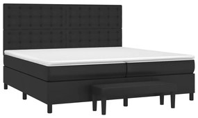 vidaXL Κρεβάτι Boxspring με Στρώμα Μαύρο 200x200 εκ. Συνθετικό Δέρμα