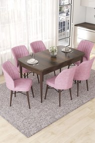 Extendable Dining Table &amp; Chairs Set (7 Pieces) Nef - Baroque, Pink Baroque
Pink