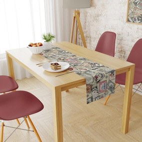 Τραβέρσα Αλέκιαστη Vintage Post Stamps 482 Ecru DimCol 40Χ180 40x180cm Cotton-Polyester
