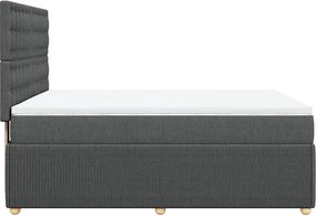 vidaXL Κρεβάτι Boxspring με Στρώμα Σκούρο Γκρι 140x200 εκ Υφασμάτινο