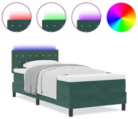 vidaXL Κρεβάτι με ελατήρια Σκούρο πράσινο 100 x 200 cm Βελούδο