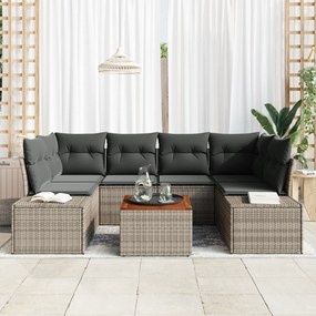 vidaXL Σετ Καναπέ Κήπου 7 pcs Γκρι 55 x 55 x 37 εκ Ρατάν, Πολυεστέρας